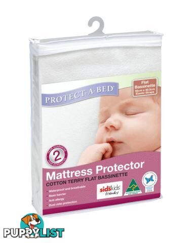 Cotton Terry Bassinet Mattress Protector with Elastic Straps