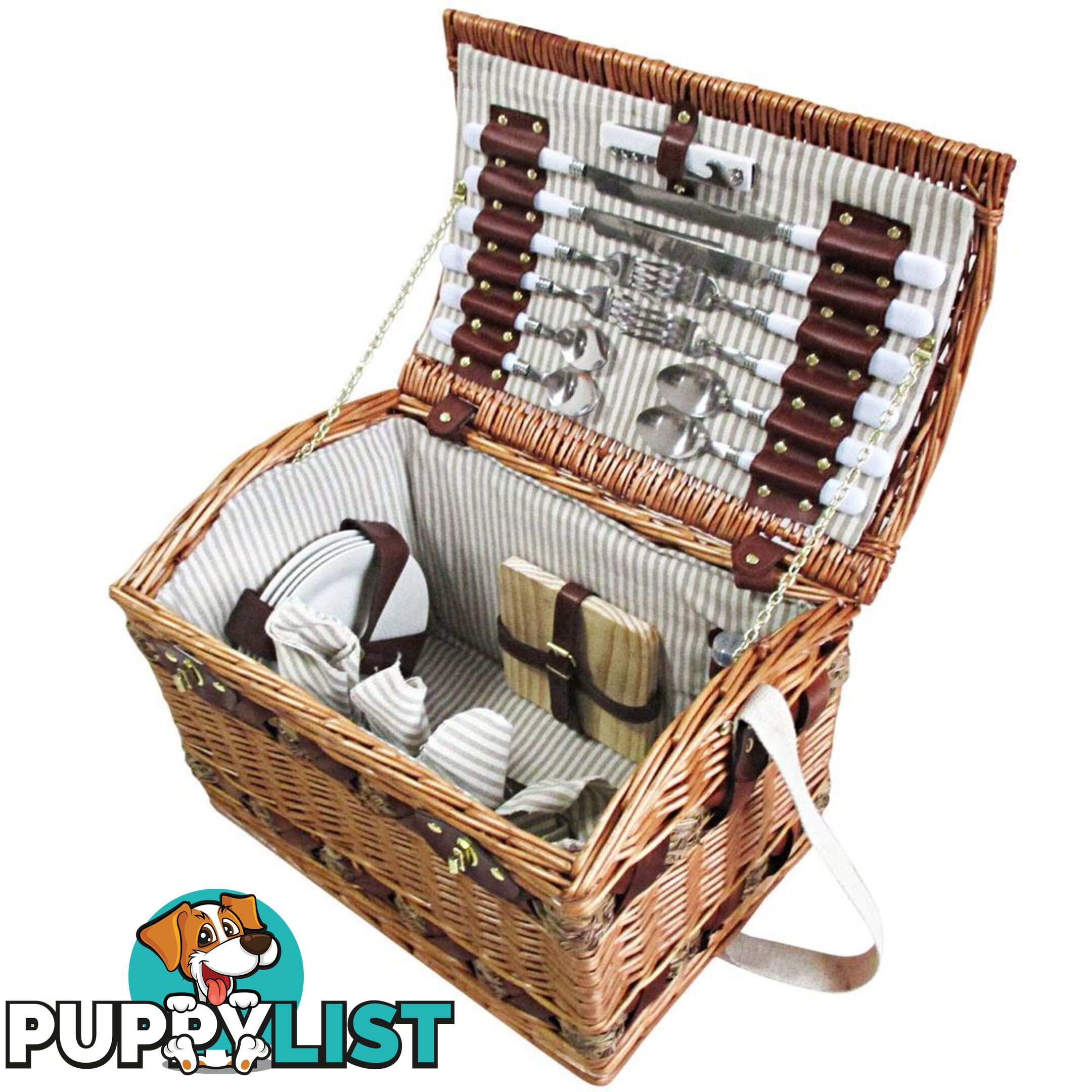 Alfresco 4 Person Picnic Basket Deluxe Outdoor Corporate Blanket Park