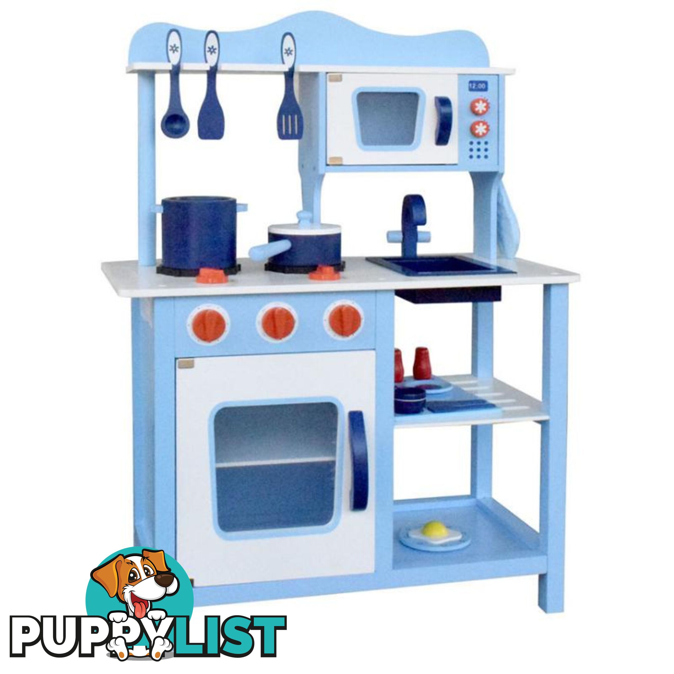 18 Piece Kids Wooden Pretend Kitchen Play Set