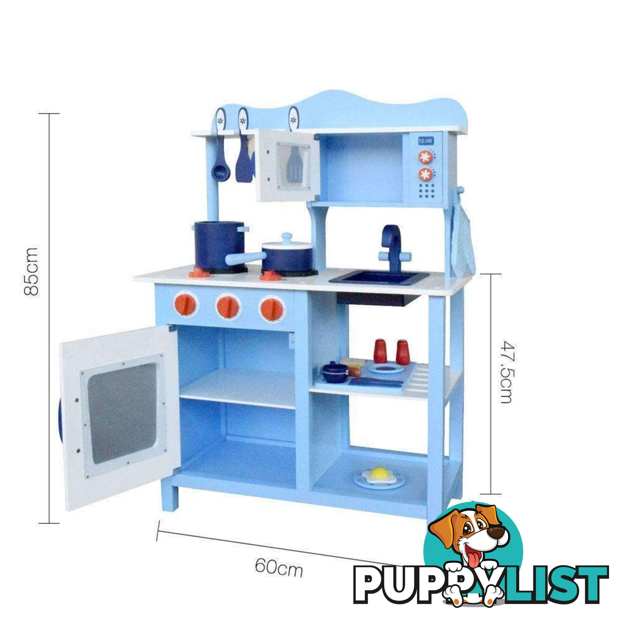 18 Piece Kids Wooden Pretend Kitchen Play Set