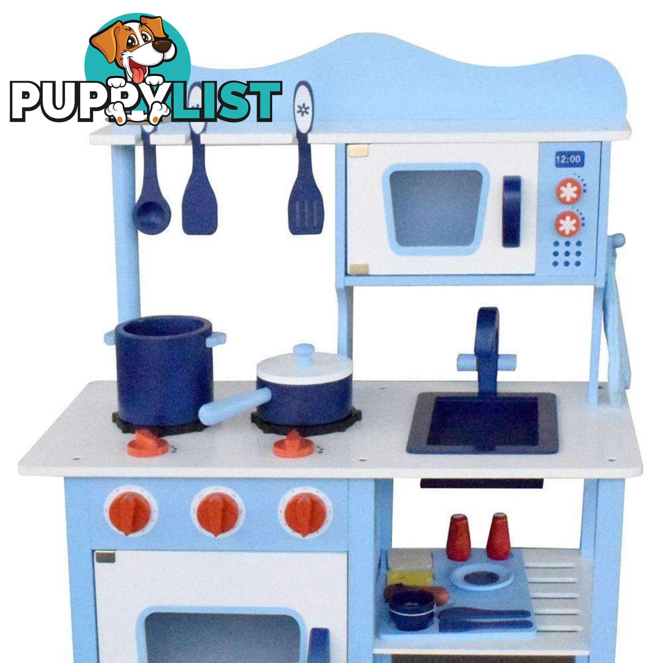 18 Piece Kids Wooden Pretend Kitchen Play Set