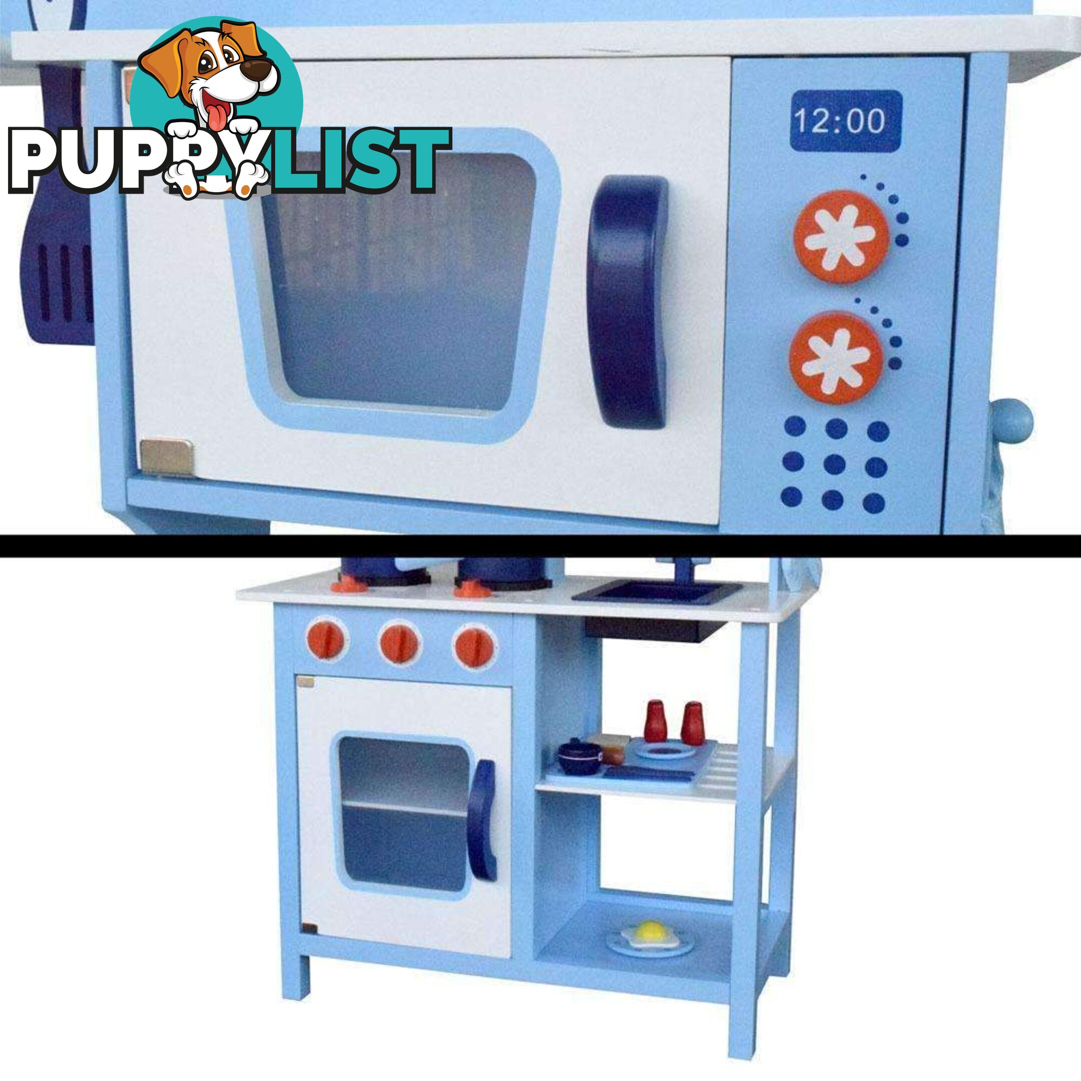 18 Piece Kids Wooden Pretend Kitchen Play Set