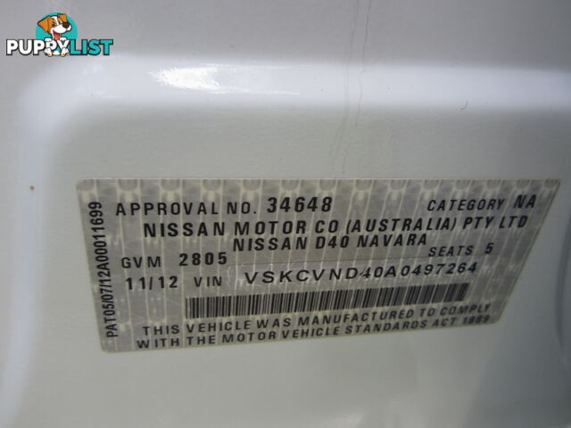 2012 Nissan Navara Ute Automatic