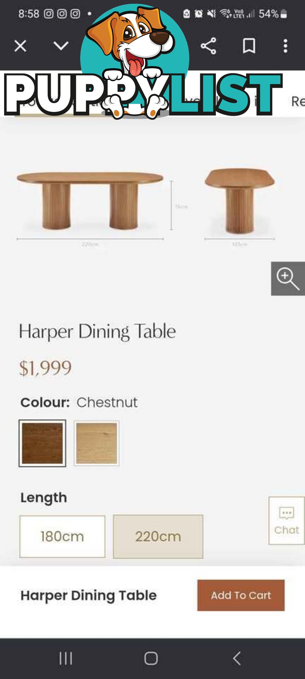 Castlery Harper Dining Table - Chestnut Colour