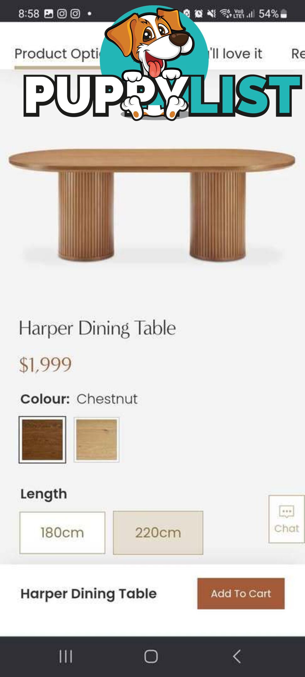 Castlery Harper Dining Table - Chestnut Colour