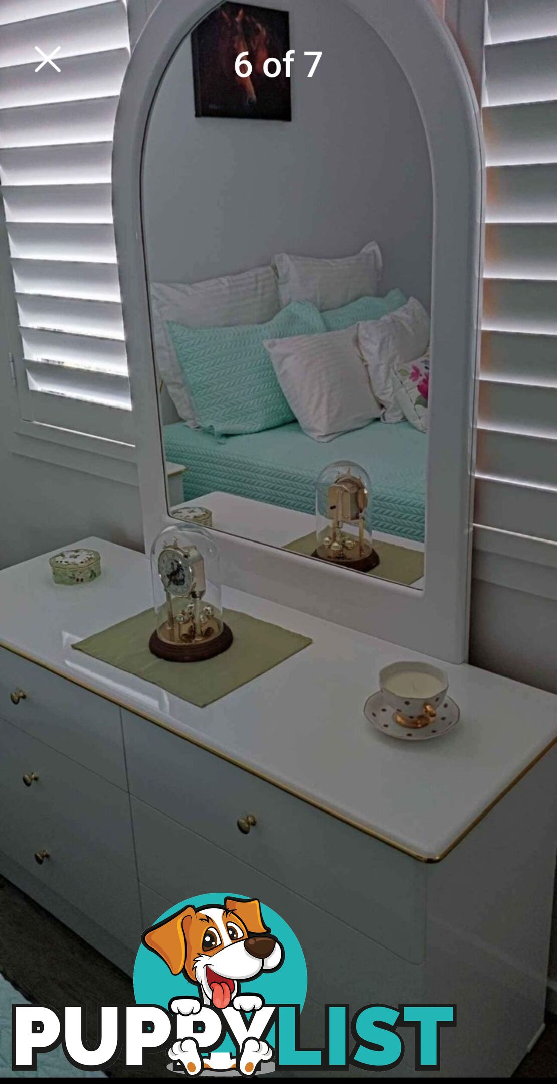 Bedroom Furniture 6 Draw Bedroom Chest With Mirror, 2 Bedside Tables, Queen Bedhead