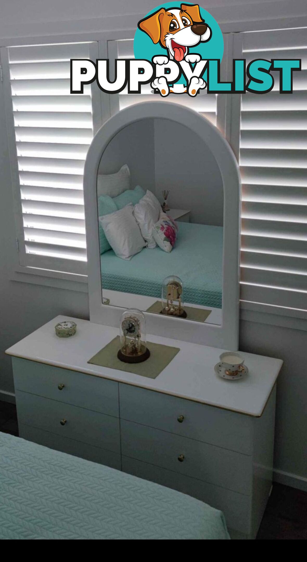 Bedroom Furniture 6 Draw Bedroom Chest With Mirror, 2 Bedside Tables, Queen Bedhead