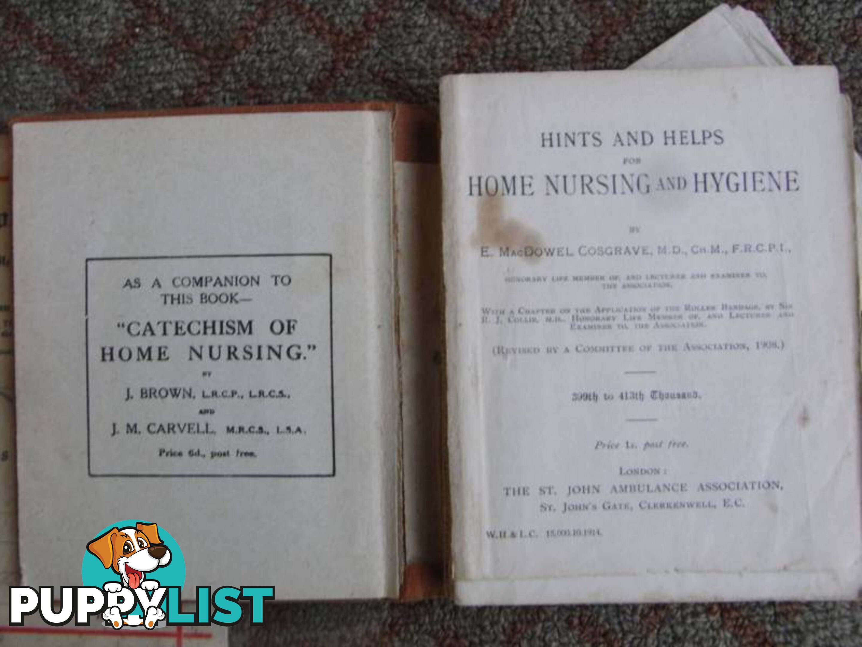 St JOHNS AMBULANCE 1908 CATECHISM OF NURSING 1936 CERTIFICATE