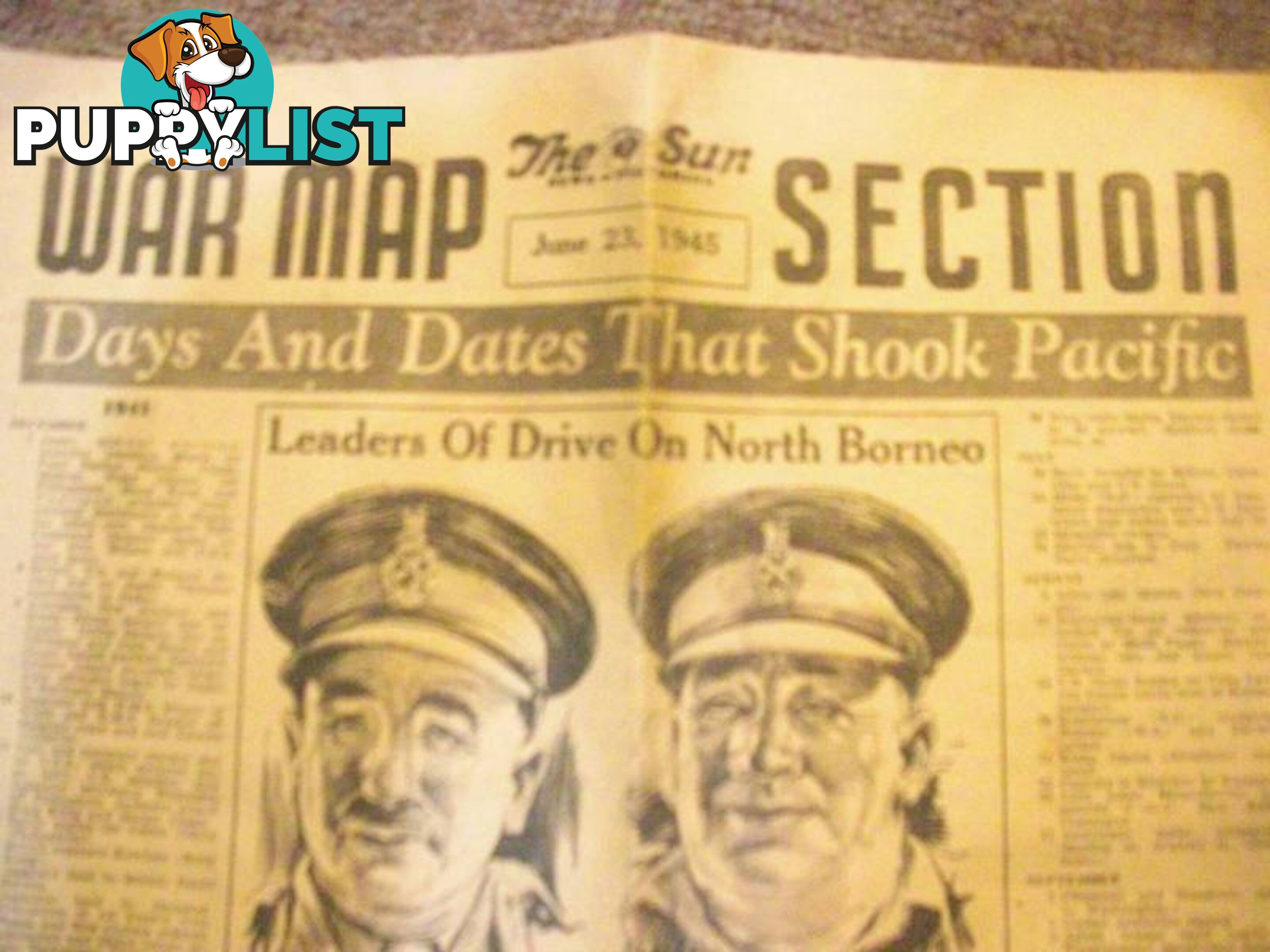 THE SUN JUNE 23 1945 ****************FRONT PAGE + WAR MAP