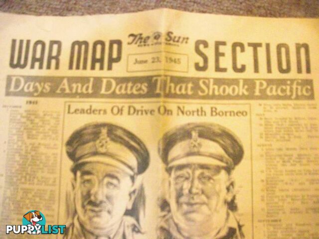 THE SUN JUNE 23 1945 ****************FRONT PAGE + WAR MAP