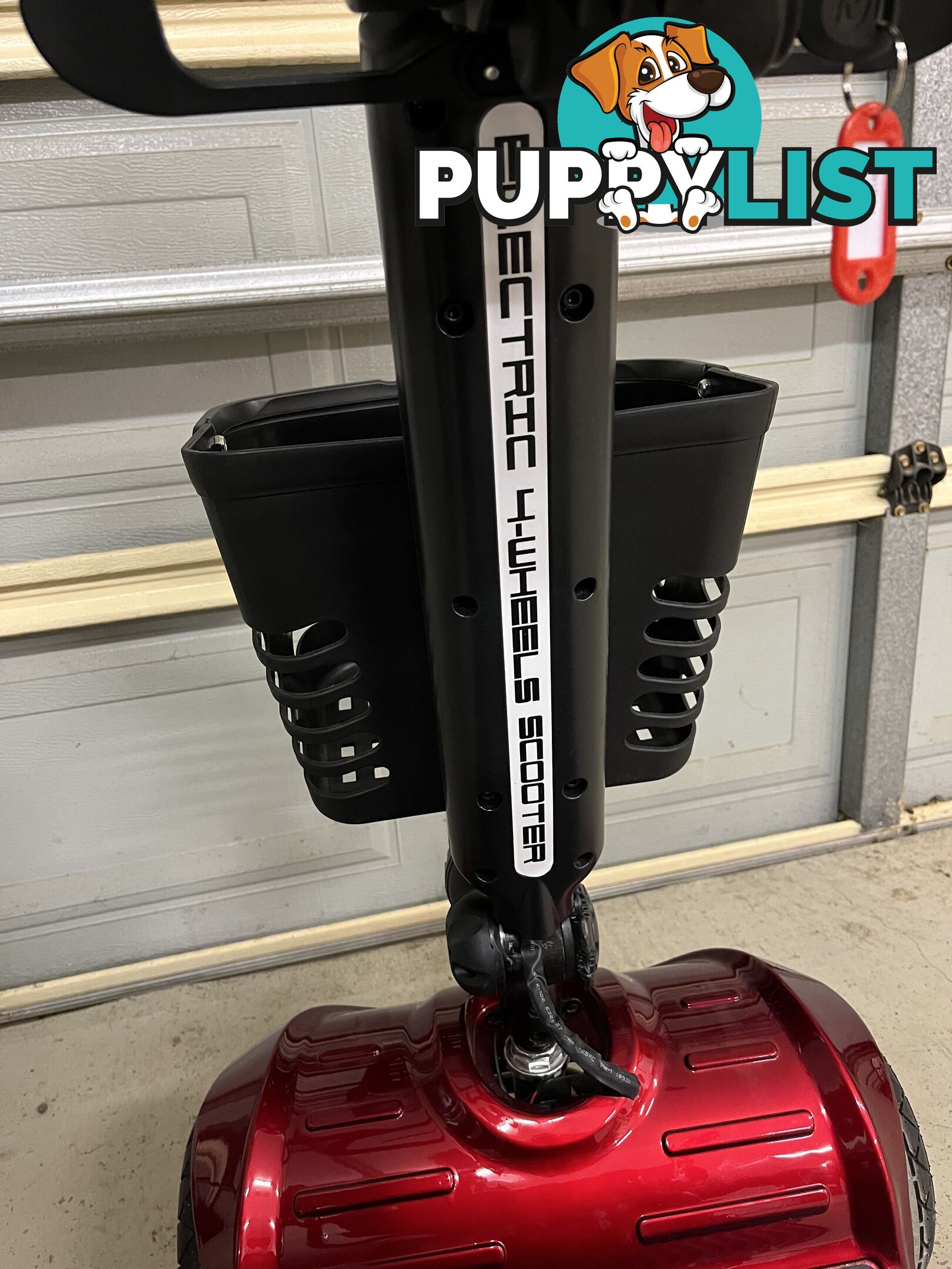 Red Mobility Scooter with Umbrella