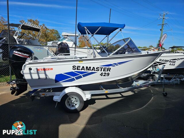 2024 429 SEAMASTER STACER, 60HP MERCURY FOUR STROKE COMMAND THRUST & ALLOY TRAILER