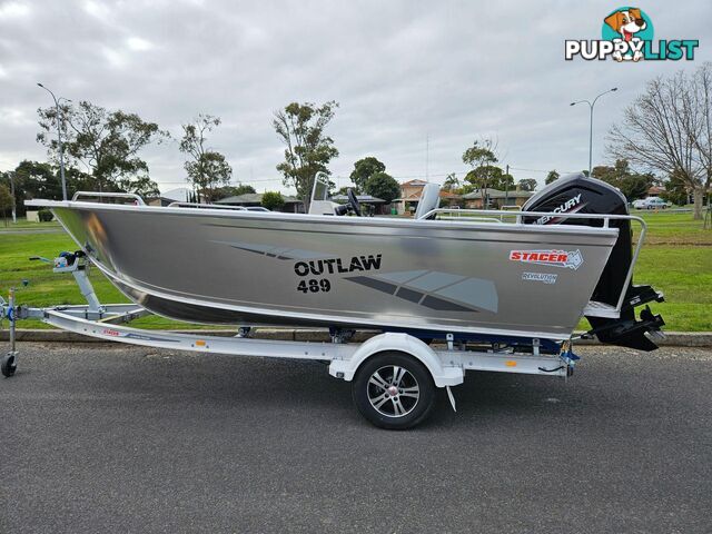 2023 489 OUTLAW STACER SIDE CONSOLE, 75HP MERCURY FOUR STROKE & ALLOY 1298KG TRAILER