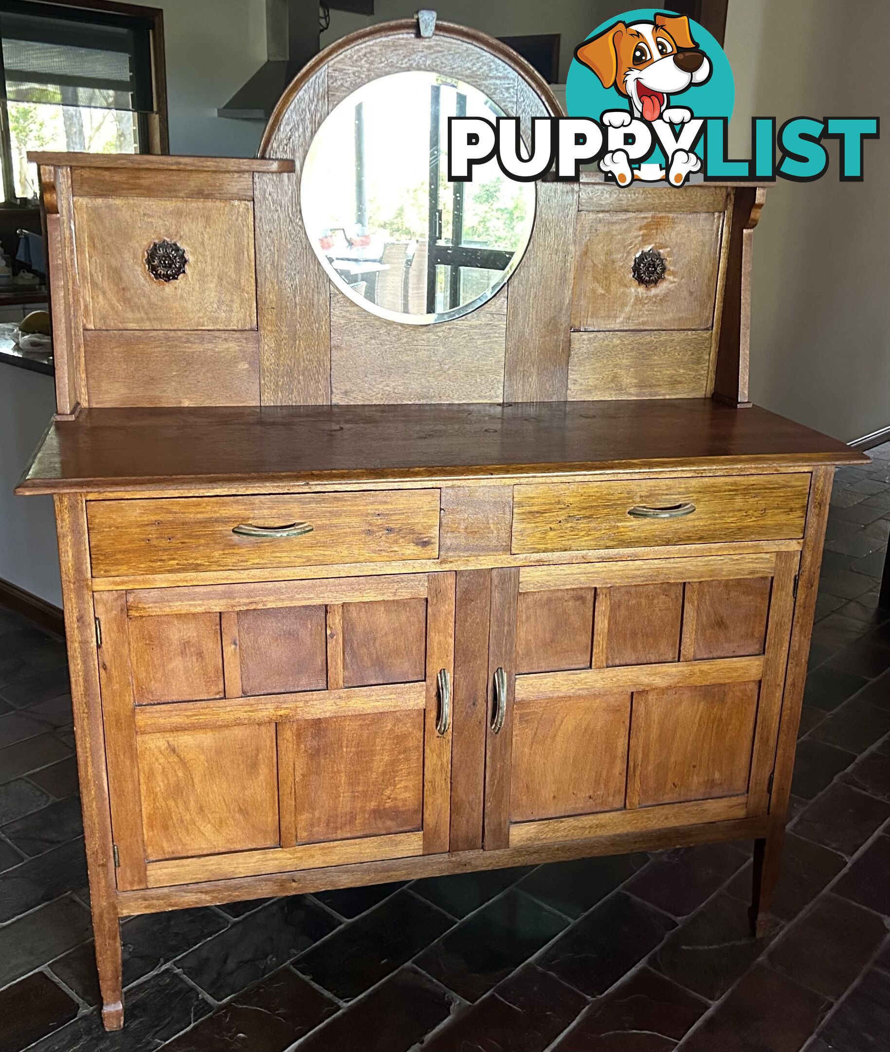 LOVELY VINTAGE 1920’s TIMBER SIDEBOARD with MIRROR