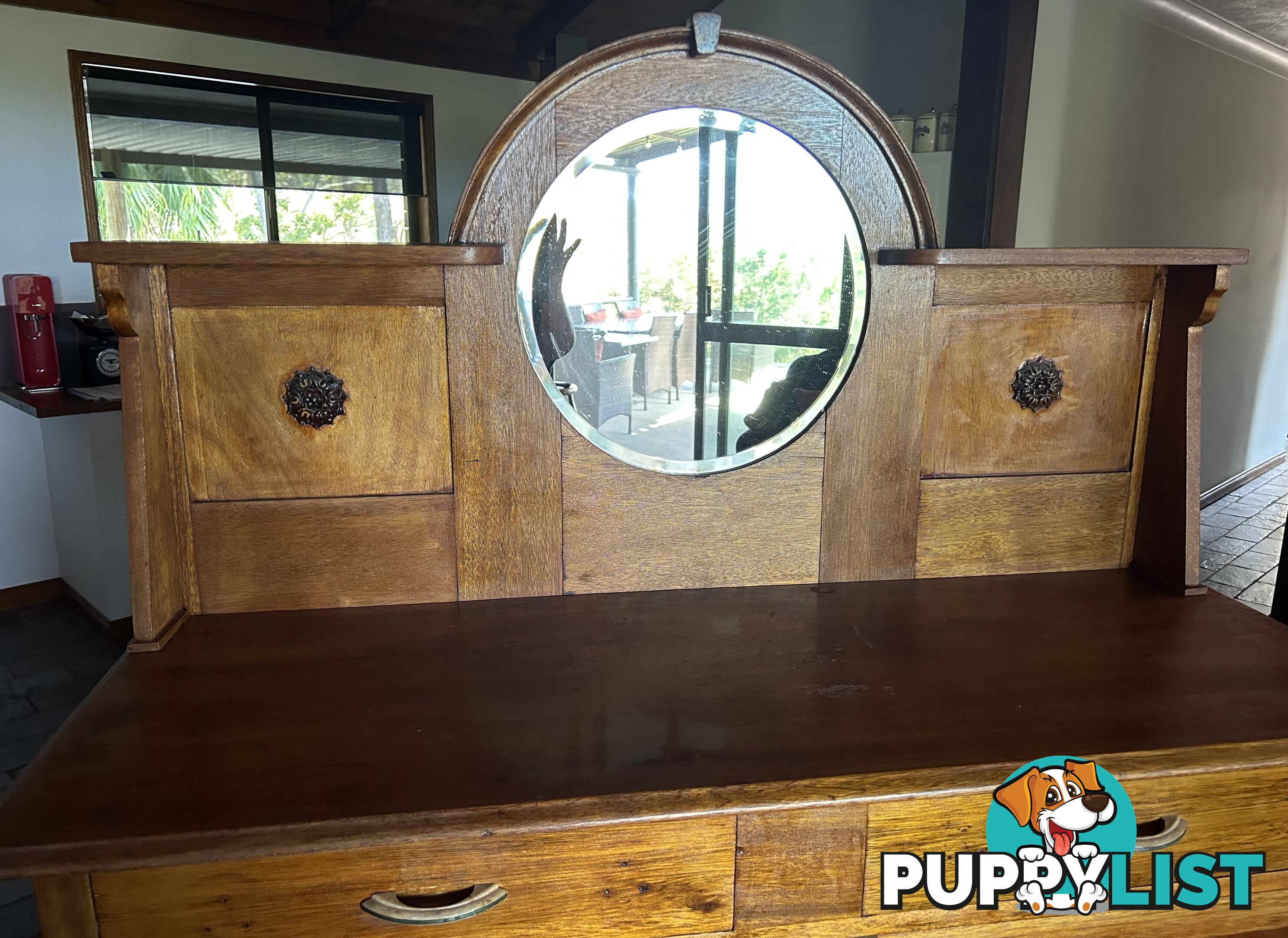 LOVELY VINTAGE 1920’s TIMBER SIDEBOARD with MIRROR