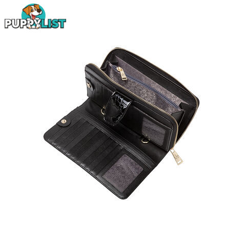 LW3B Black Patent Genuine Leather Wallet Purse Organiser