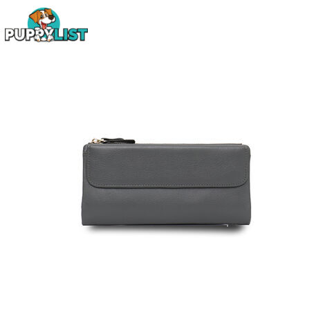 POPPY Grey Soft Genuine Leather Wallet