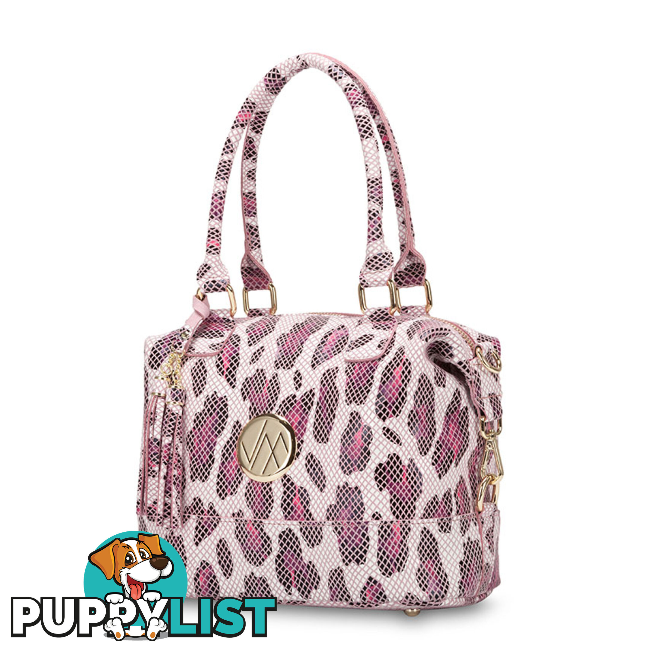 Kat Pink Leopard Genuine Leather Shoulder Handbag