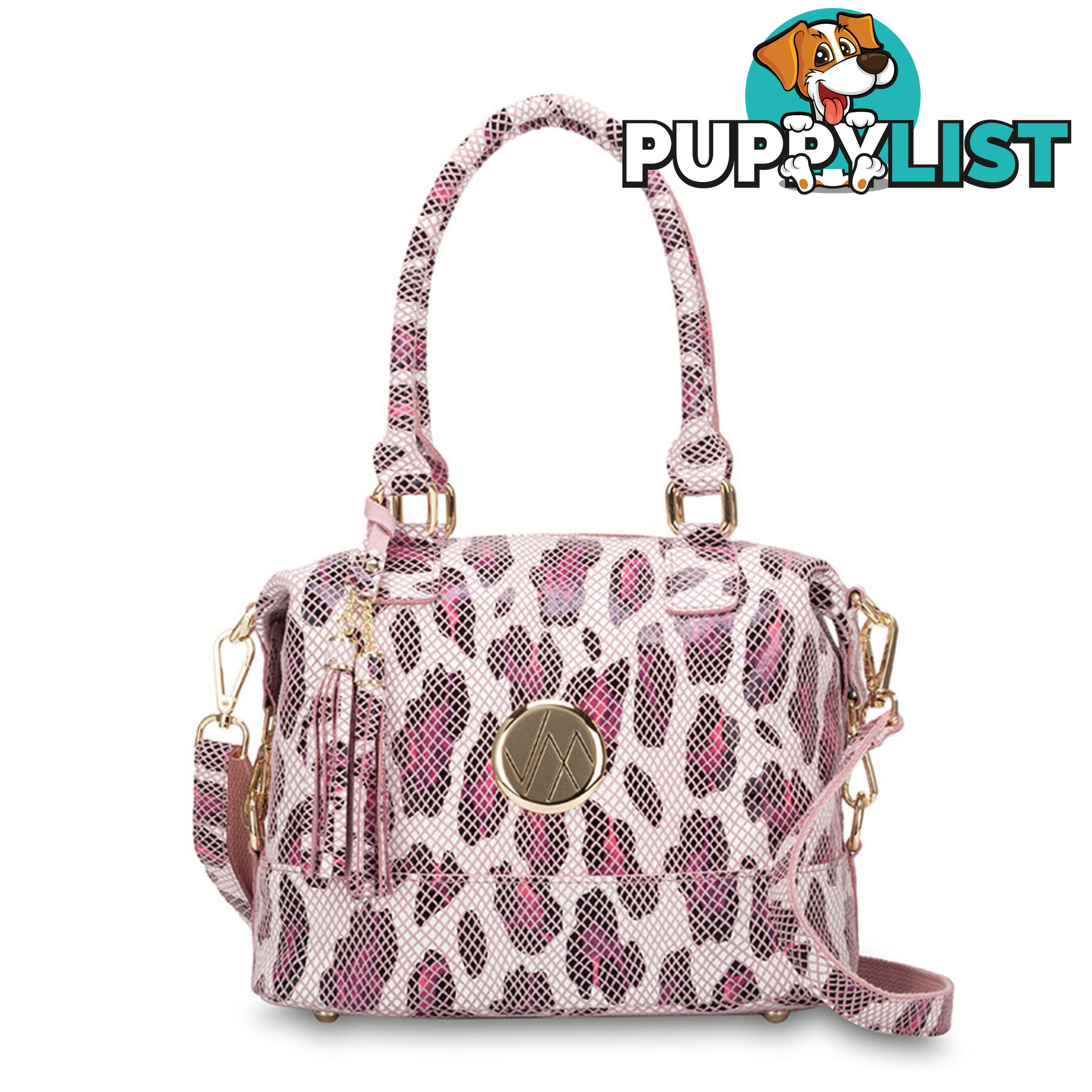 Kat Pink Leopard Genuine Leather Shoulder Handbag