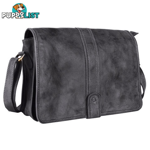 WINDSOR DARK GREY GENUINE LEATHER SATCHEL BAG