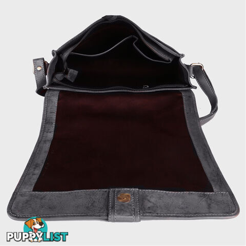 WINDSOR DARK GREY GENUINE LEATHER SATCHEL BAG