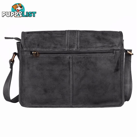 WINDSOR DARK GREY GENUINE LEATHER SATCHEL BAG