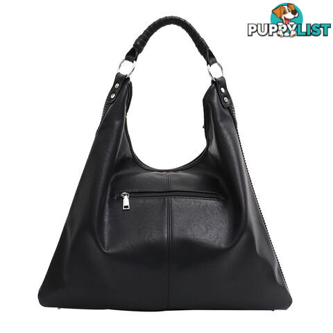 VIBRANT BLACK VEGAN LEATHER WOMENS HANDBAG