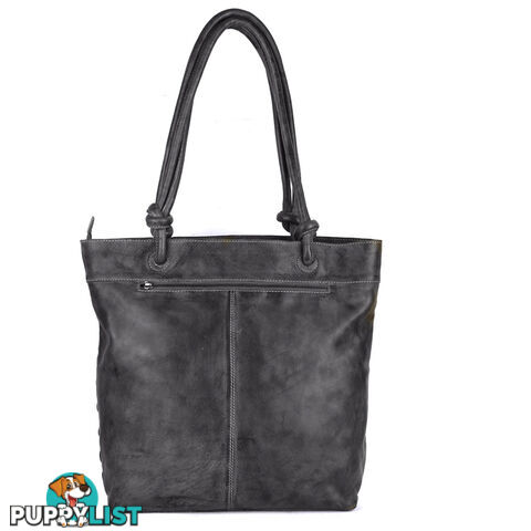 WILEY DARK GREY GENUINE LEATHER OVERSIZE LADIES HANDBAG