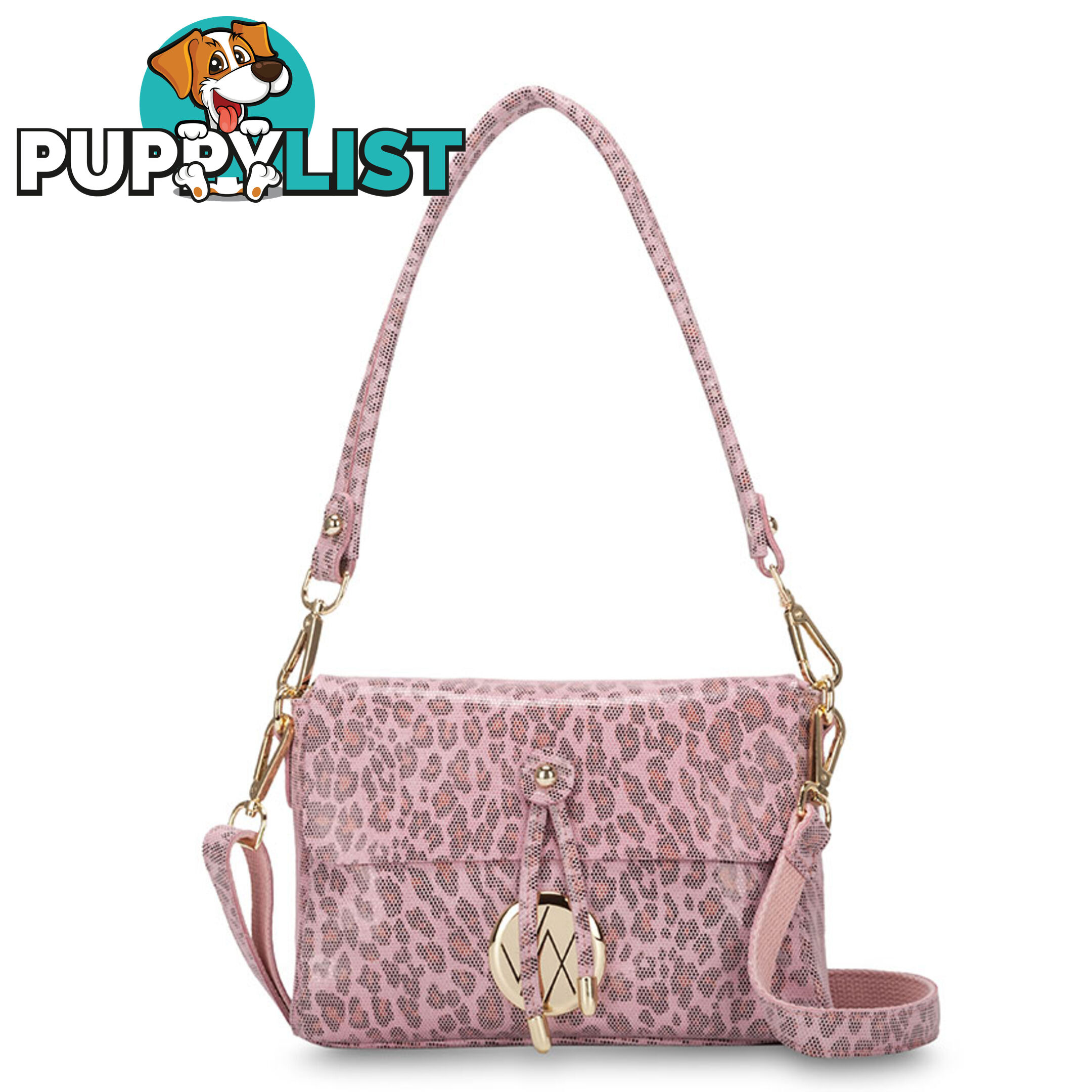 Jules Pink Leopard Crossbody Genuine Leather Womens Handbag