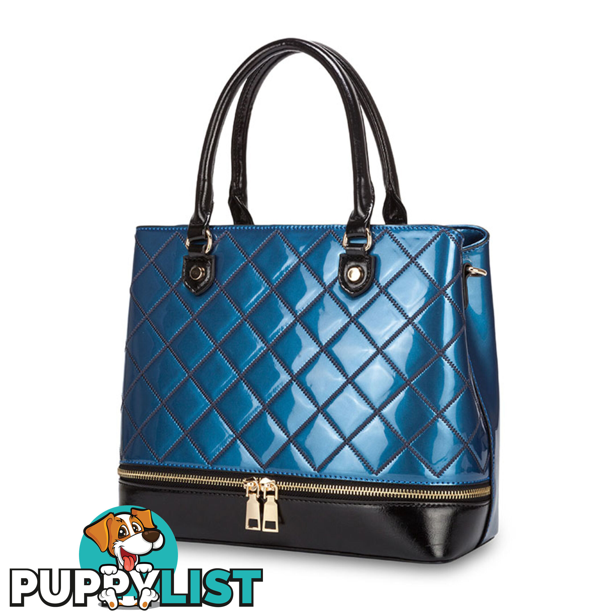 BLAIR Navy Blue Patent Luxe Designer Womens Handbag