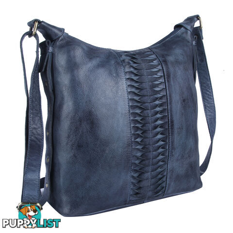 BLAZE Denim Blue Genuine Leather Womens Handbag