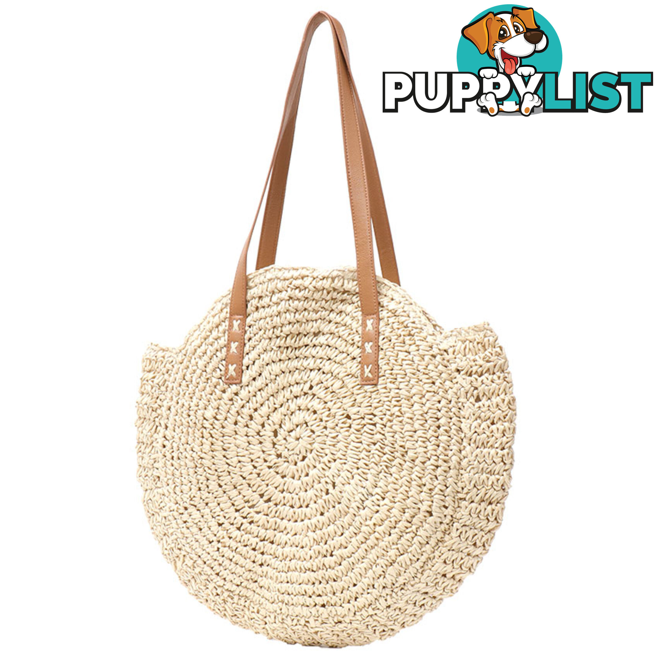 PETITE BEIGE ROUND SUMMER BEACH BAG