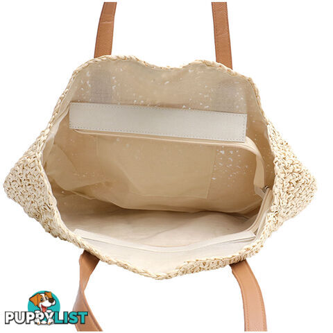 PETITE BEIGE ROUND SUMMER BEACH BAG