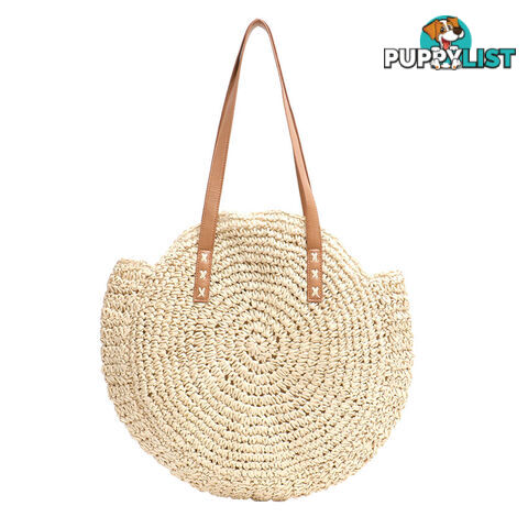 PETITE BEIGE ROUND SUMMER BEACH BAG