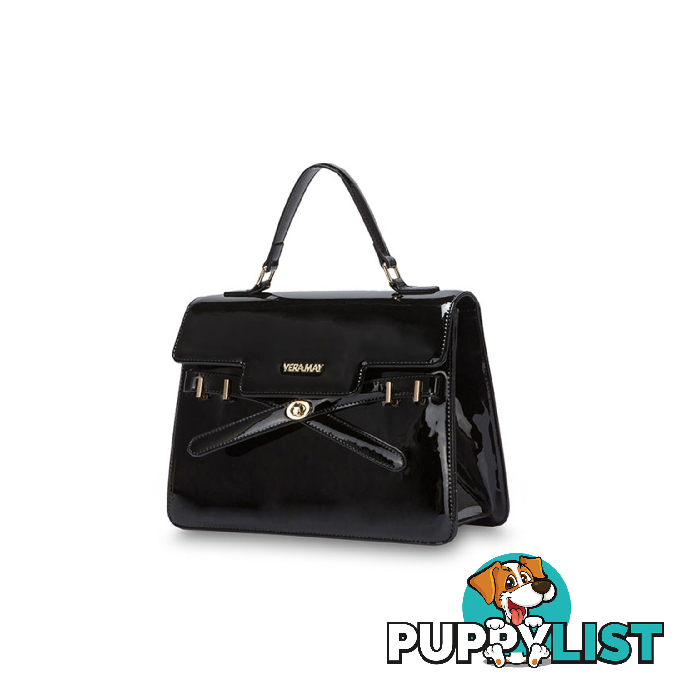 EZRA Patent Black Luxe Designer Womens Handbags