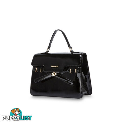 EZRA Patent Black Luxe Designer Womens Handbags