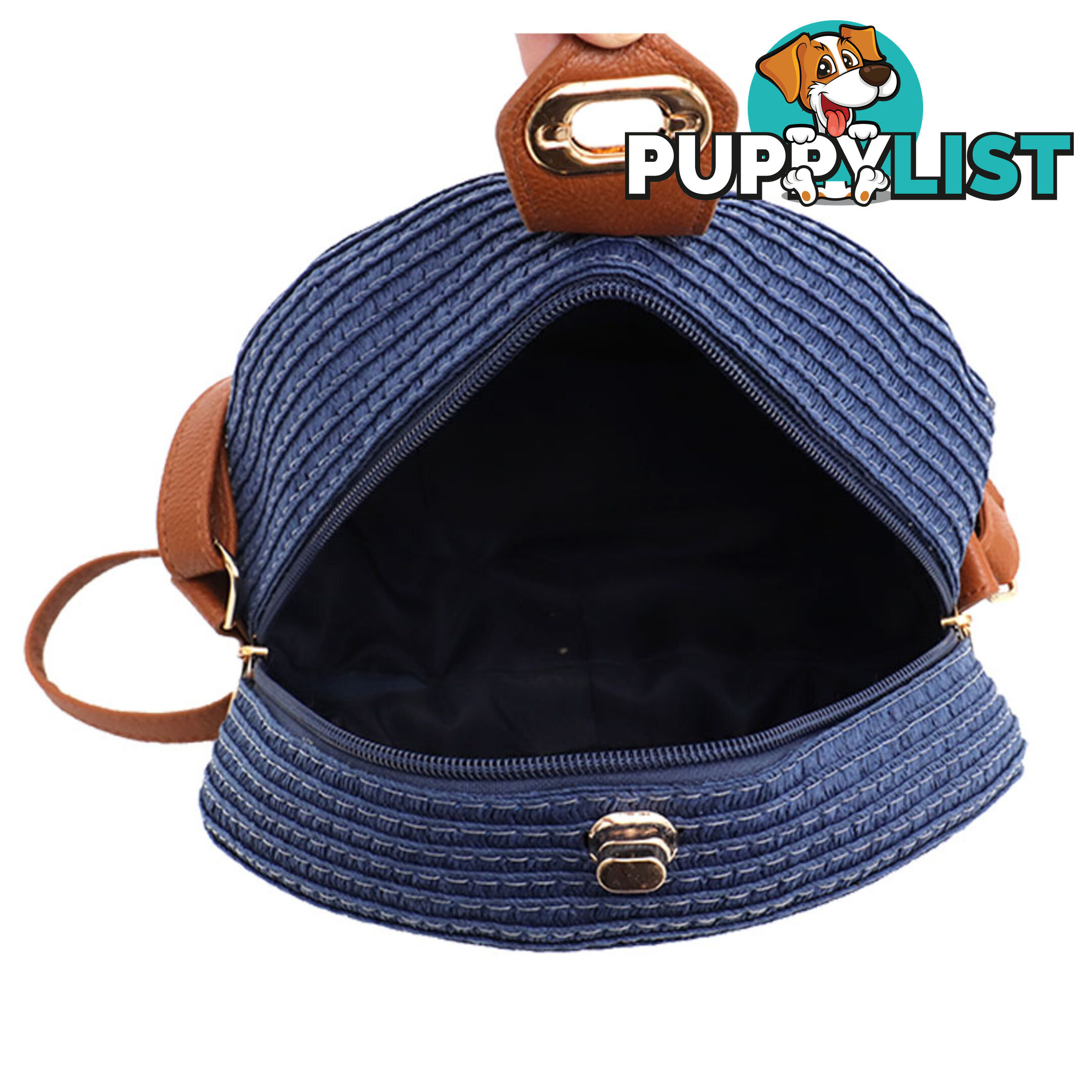 LOVELY NAVY WOMENS ROUND SUMMER BEACH BAG