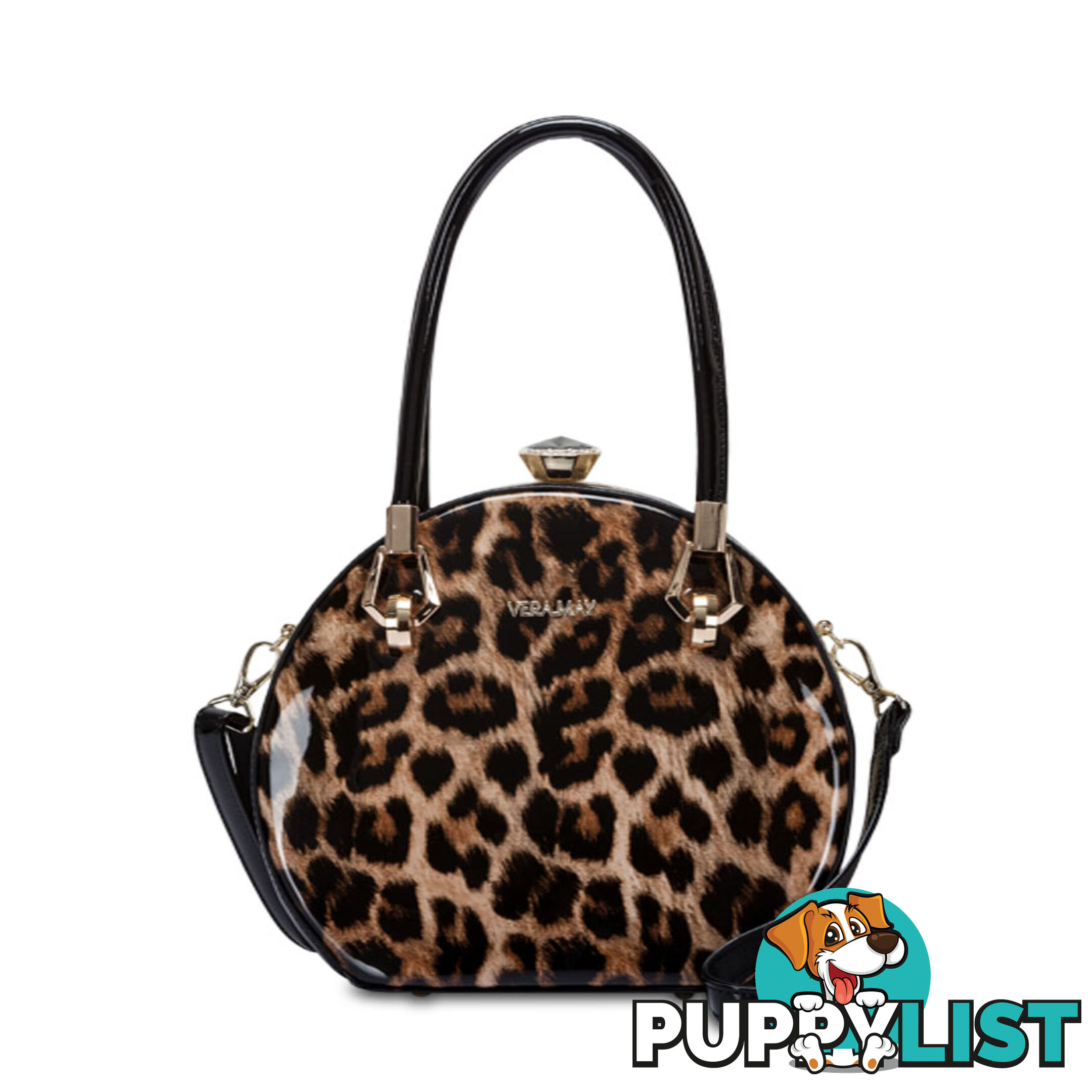 BOHO LEOPARD FAUX LEATHER WOMENS ROUND HANDBAG