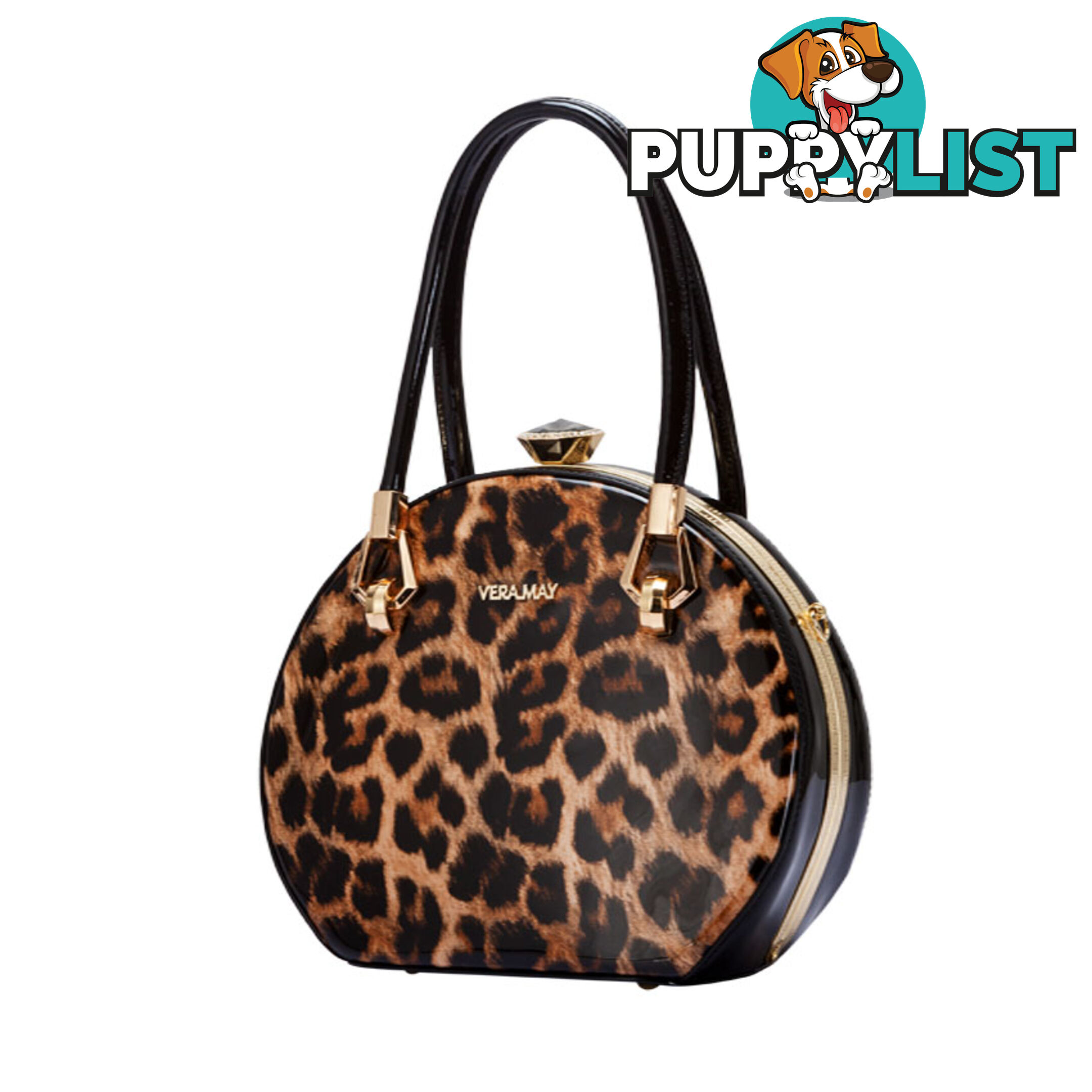 BOHO LEOPARD FAUX LEATHER WOMENS ROUND HANDBAG