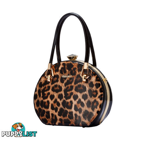 BOHO LEOPARD FAUX LEATHER WOMENS ROUND HANDBAG