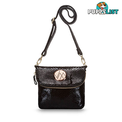 KRUISE Black Genuine Leather Women Crossbody Handbag