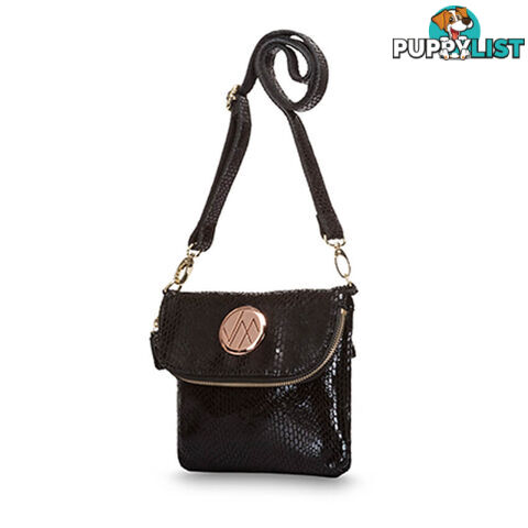 KRUISE Black Genuine Leather Women Crossbody Handbag