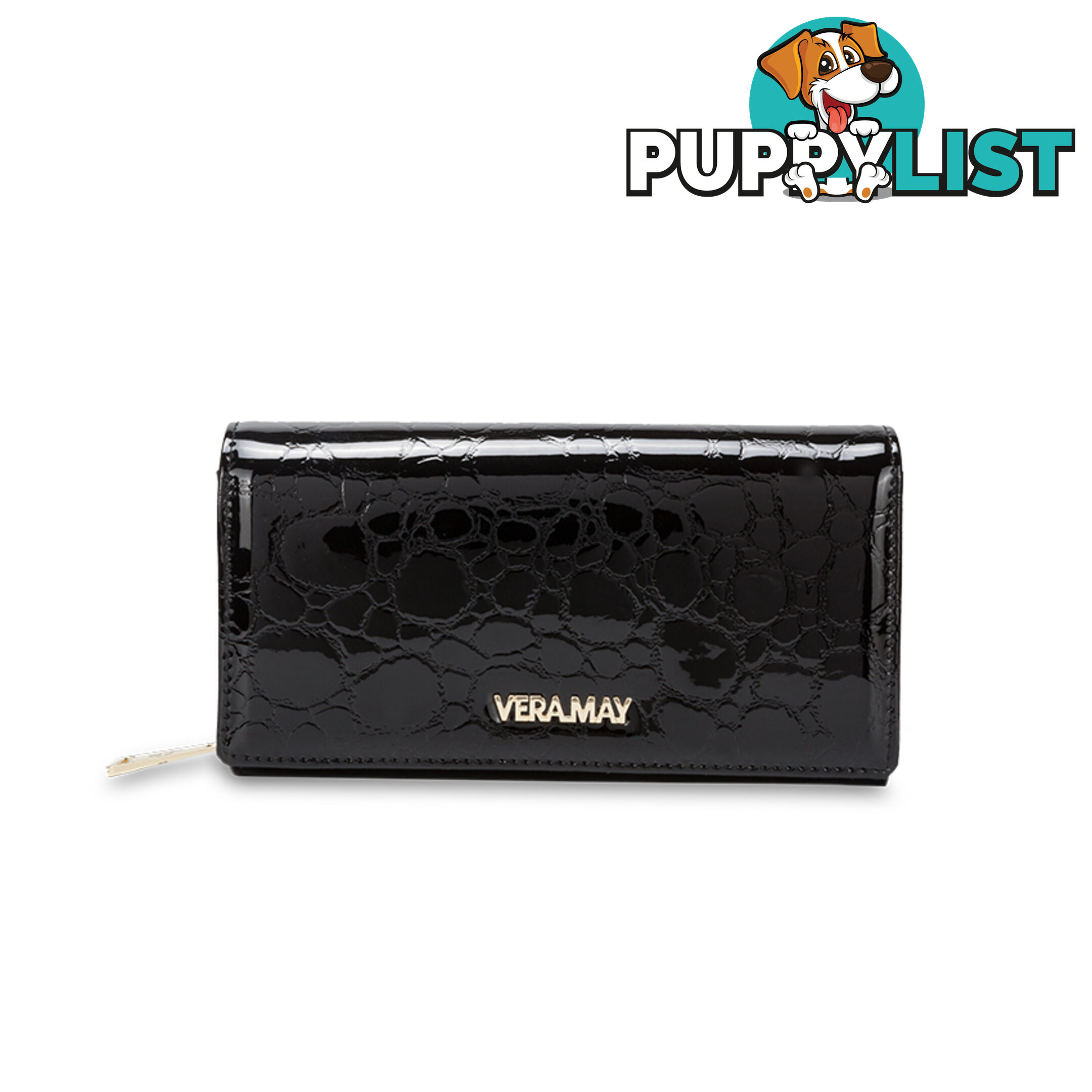 LW3L Black Patent Genuine Leather Wallet