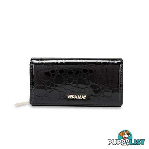 LW3L Black Patent Genuine Leather Wallet