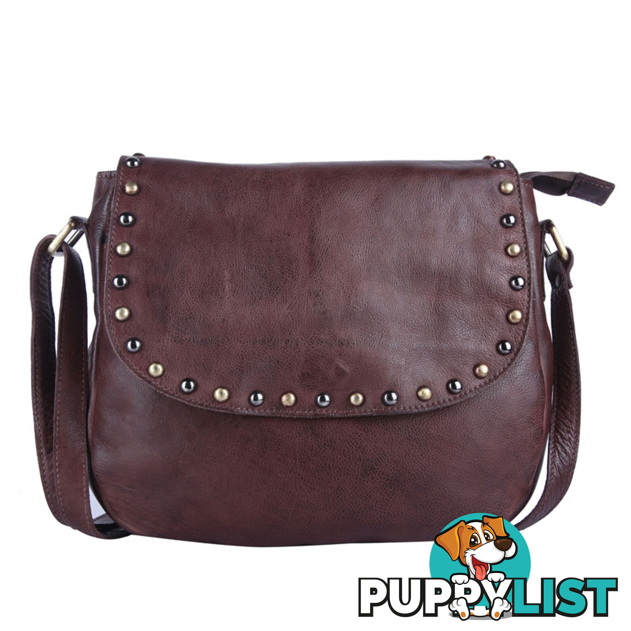 BARNES Brown Genuine Leather Crossbody Womens Bag