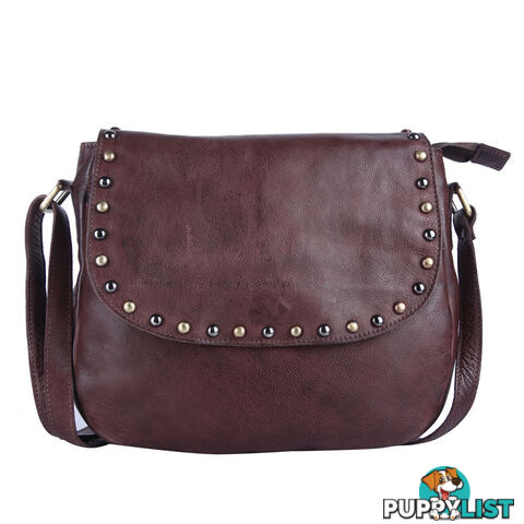 BARNES Brown Genuine Leather Crossbody Womens Bag