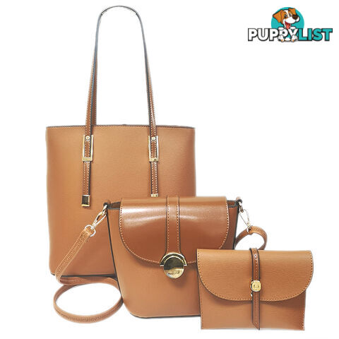 CHRISTINE 3 PACK NUDE VEGAN LEATHER LADIES HANDBAG SET