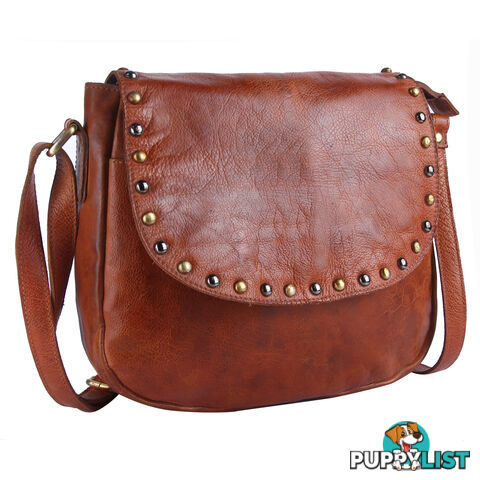 BARNES Tan Genuine Leather Womens Crossbody Bag