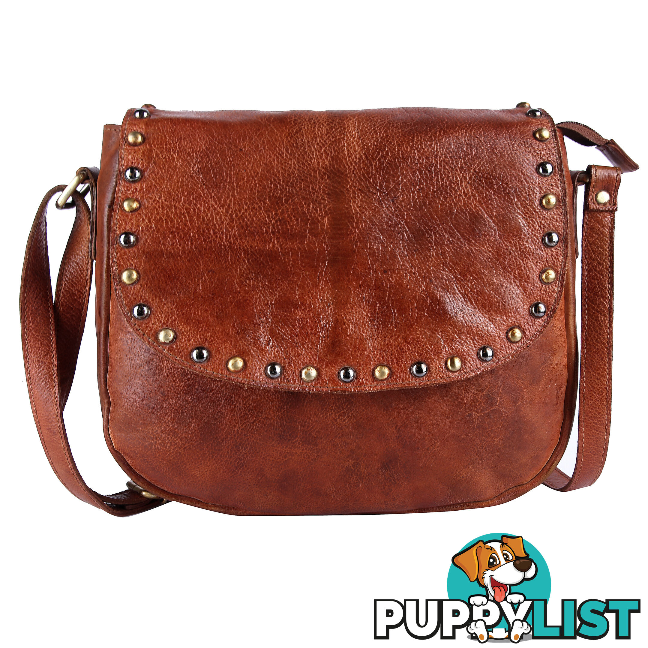 BARNES Tan Genuine Leather Womens Crossbody Bag