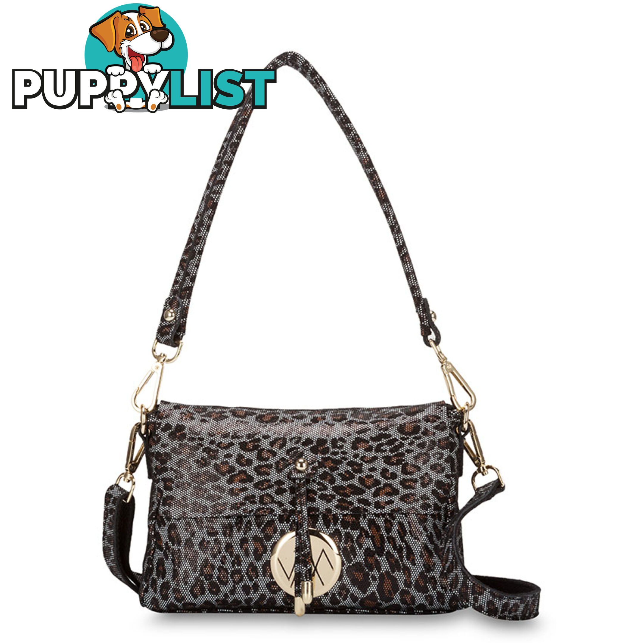 Jules Black Leopard Crossbody Genuine Leather Womens Handbag